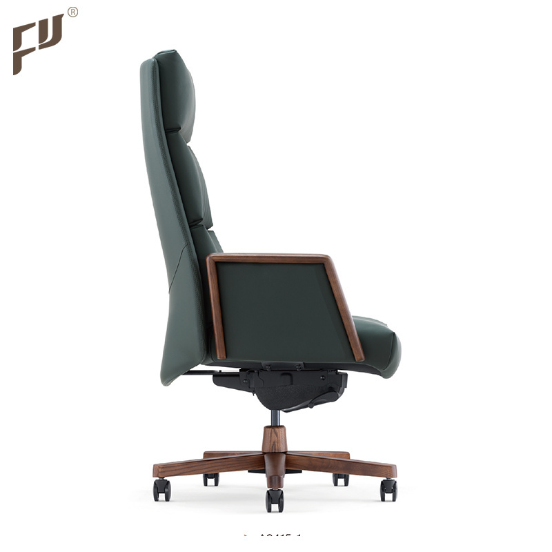 China Foshan Office Furniture Modern Style Executive Chairs Itallian Leather Wood Office Chair For Office Building