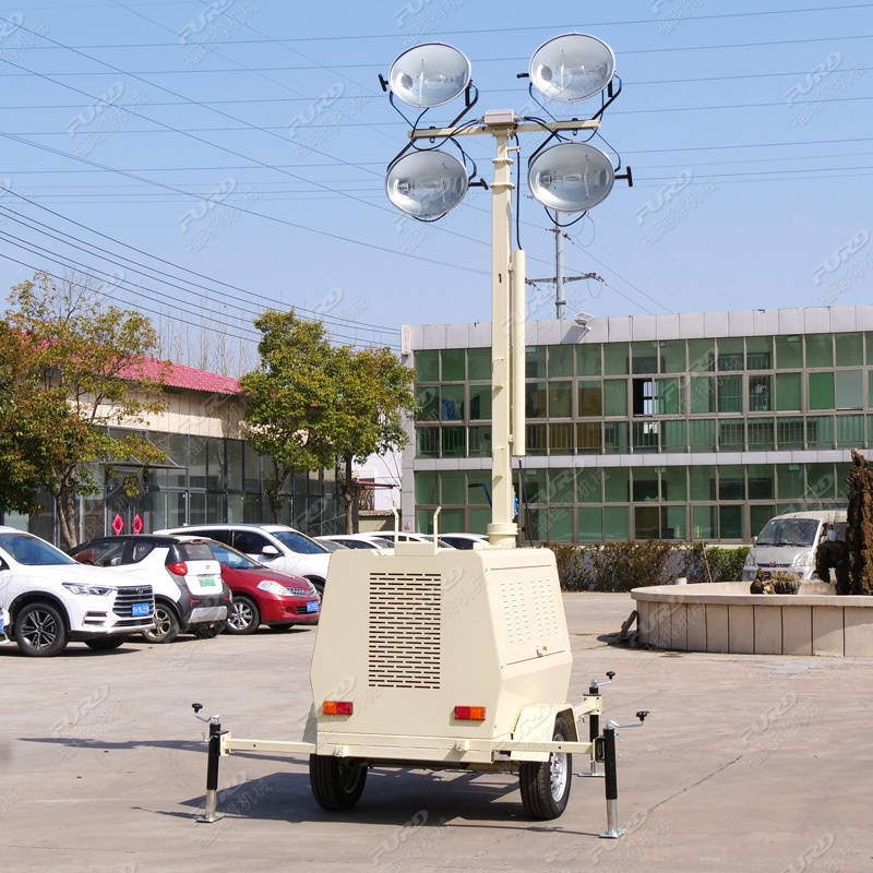 FURD Official 9m 1000W*4 Halogen Bulbs Telescopic High Mast Vehicle-Mounted Light Tower