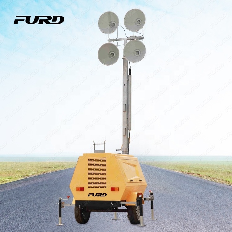 Portable 4 x 1000W Lighting Tower 9m Height Halogen Bulbs Durable And Compact Lighting Tower FZMDTC-1000B