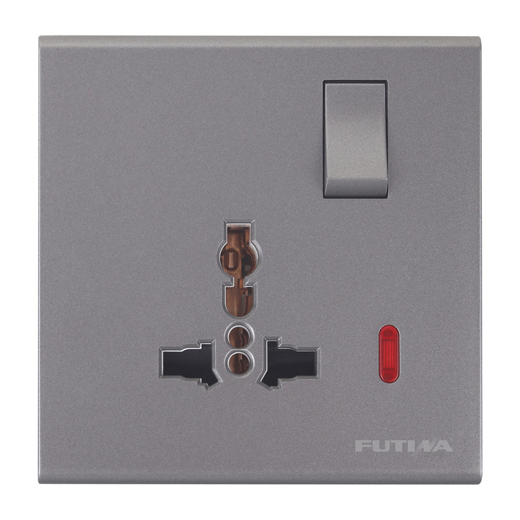 :Good Quality Factory Cheap Price Electric Switch Socket Stainless 1gang 5 Pin Multi Function Socket With Wall Light And Switch