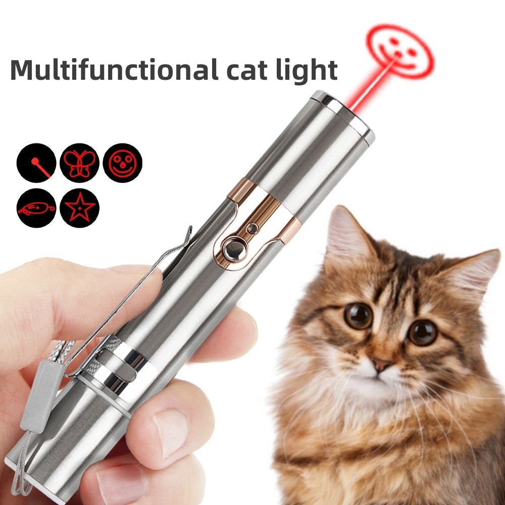 Laser Cat Pen Usb Rechargeable Laser  Electronic Pet Funny Interactive Cat Toy Metal Laser Pointer for Cats