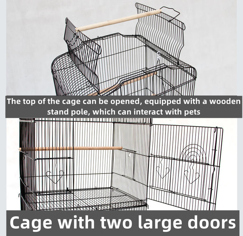 Horizontal Sliding Iron Large Bird Cages Collapsible Easy Shipping Birdcage For Parrot Comfortable Stainless Steel Wire Cage