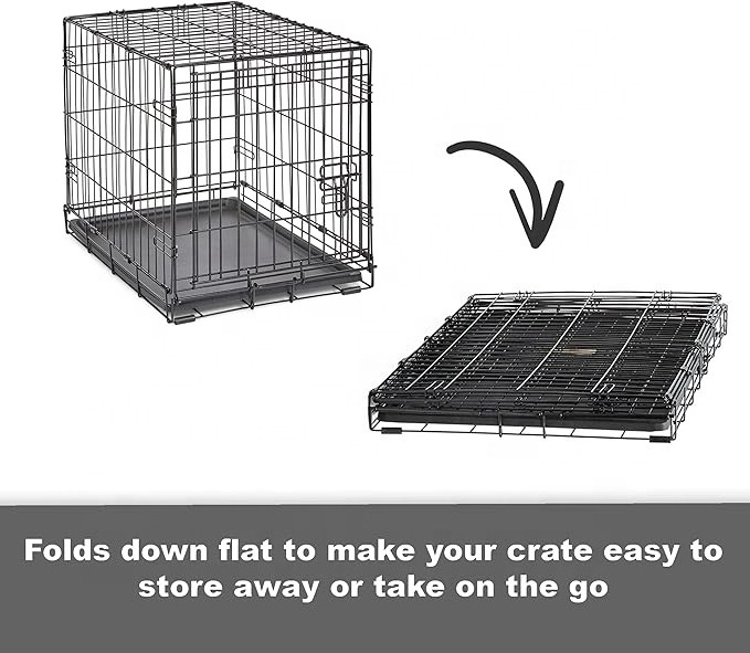 New Enhanced Single Dog Crate, A Leak-proof Pan and Floor Protecting Dog Cage 24, 30, 36, 42, 48 Inch Undersized Dog House