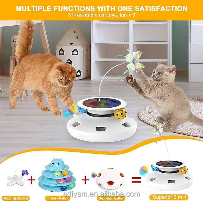 Novelty Designed Products   3 in 1 Cat Toys Rechargeable,Interactive Cat Toys for Indoor Cats,Automatic Cat Toy with 2000mA Batt