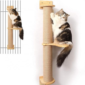 Cat Wall Furniture Scratching Post Sisal Hemp Cat Scratcher Toy Wood Climbing Frame Wall Mounted Cat Climbing Frame