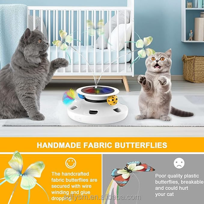 Novelty Designed Products   3 in 1 Cat Toys Rechargeable,Interactive Cat Toys for Indoor Cats,Automatic Cat Toy with 2000mA Batt