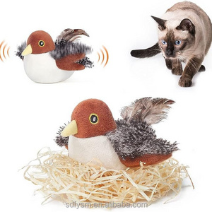 Potaroma Cat Toys Rechargeable Flapping Bird Sparrow, Lifelike Chirp Tweet, Touch Activated Kitten Toy Interactive Cat Exercise