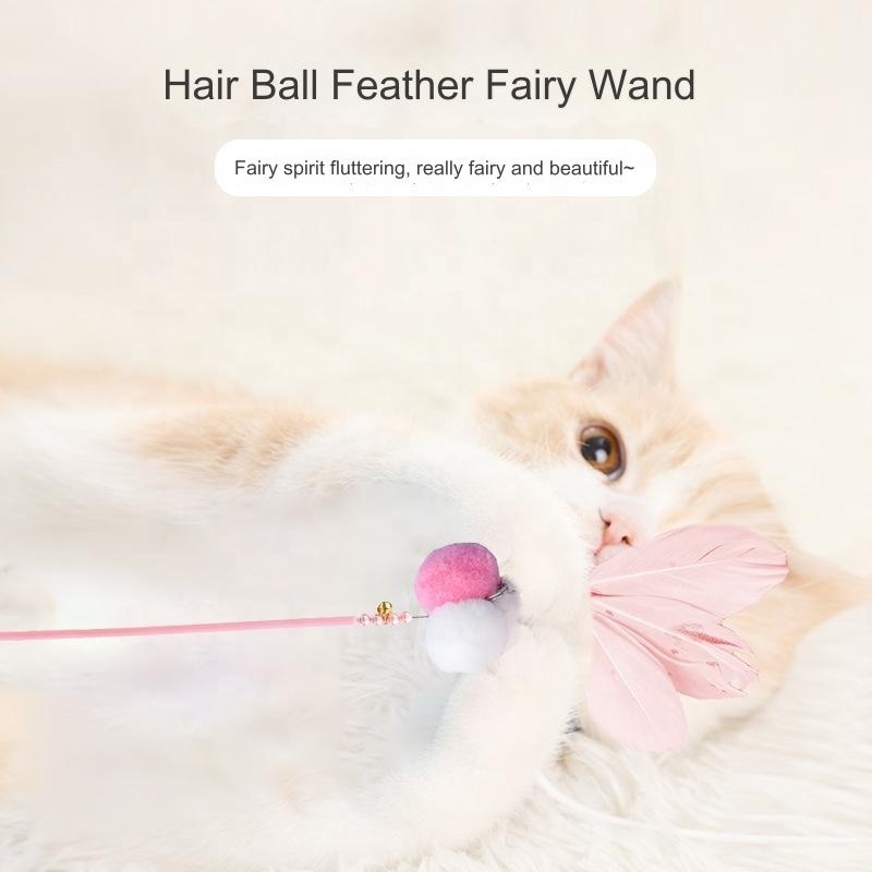 Bell Wire Pet Supplies Cat Interactive Cat Toys Hairball Feather Fairy Teaser Stick