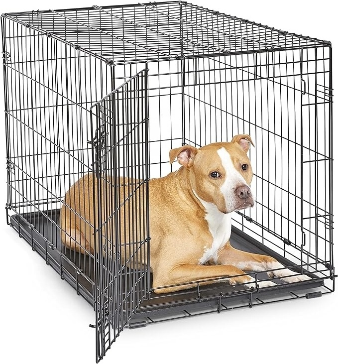 New Enhanced Single Dog Crate, A Leak-proof Pan and Floor Protecting Dog Cage 24, 30, 36, 42, 48 Inch Undersized Dog House