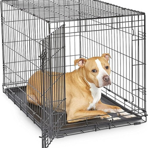 New Enhanced Single Dog Crate, A Leak-proof Pan and Floor Protecting Dog Cage 24, 30, 36, 42, 48 Inch Undersized Dog House