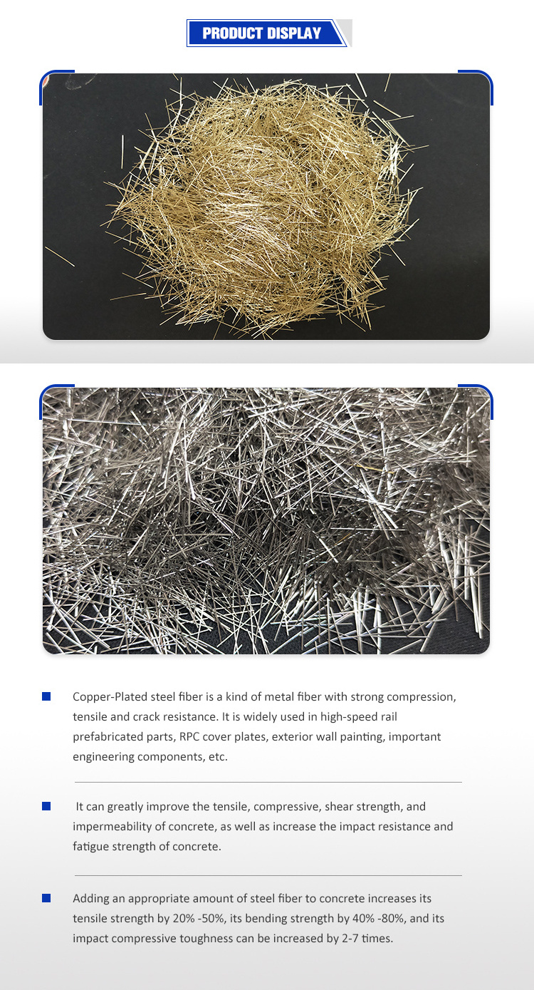 Micro Copper Plated Steel Fiber has Good Corrosion Resistance and High Temperature Resistance for Civil Construction