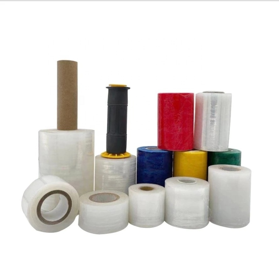 Best Price Lldpe Plastic Material 5' Mini Hand Wrap Rolls Clear Industrial Manual Stretch Film Handle