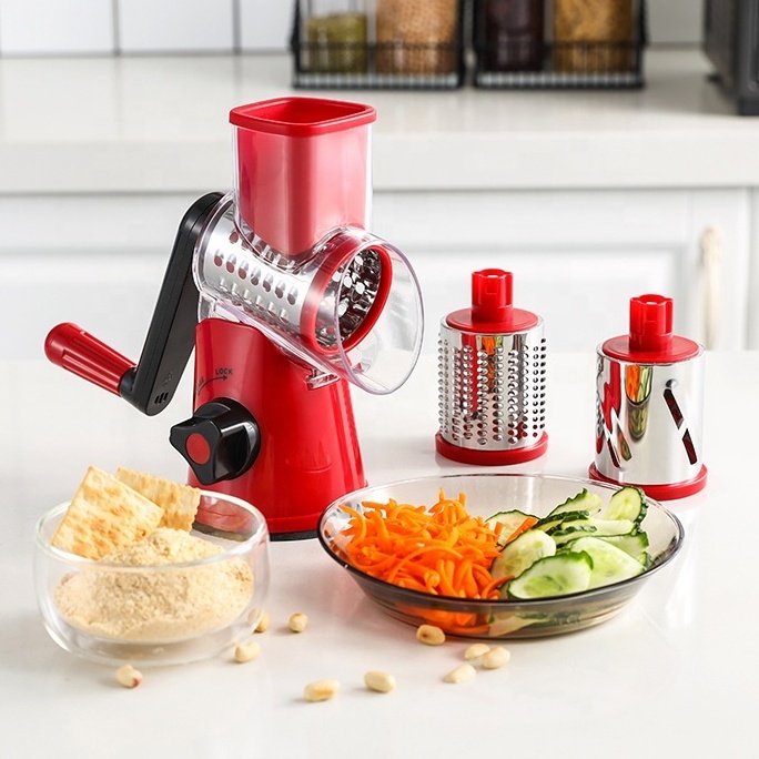 Multi purpose manual food vegetable grater vegetable cutter cheese grater vegetable slicer kitchen rotary tabletop drum grater