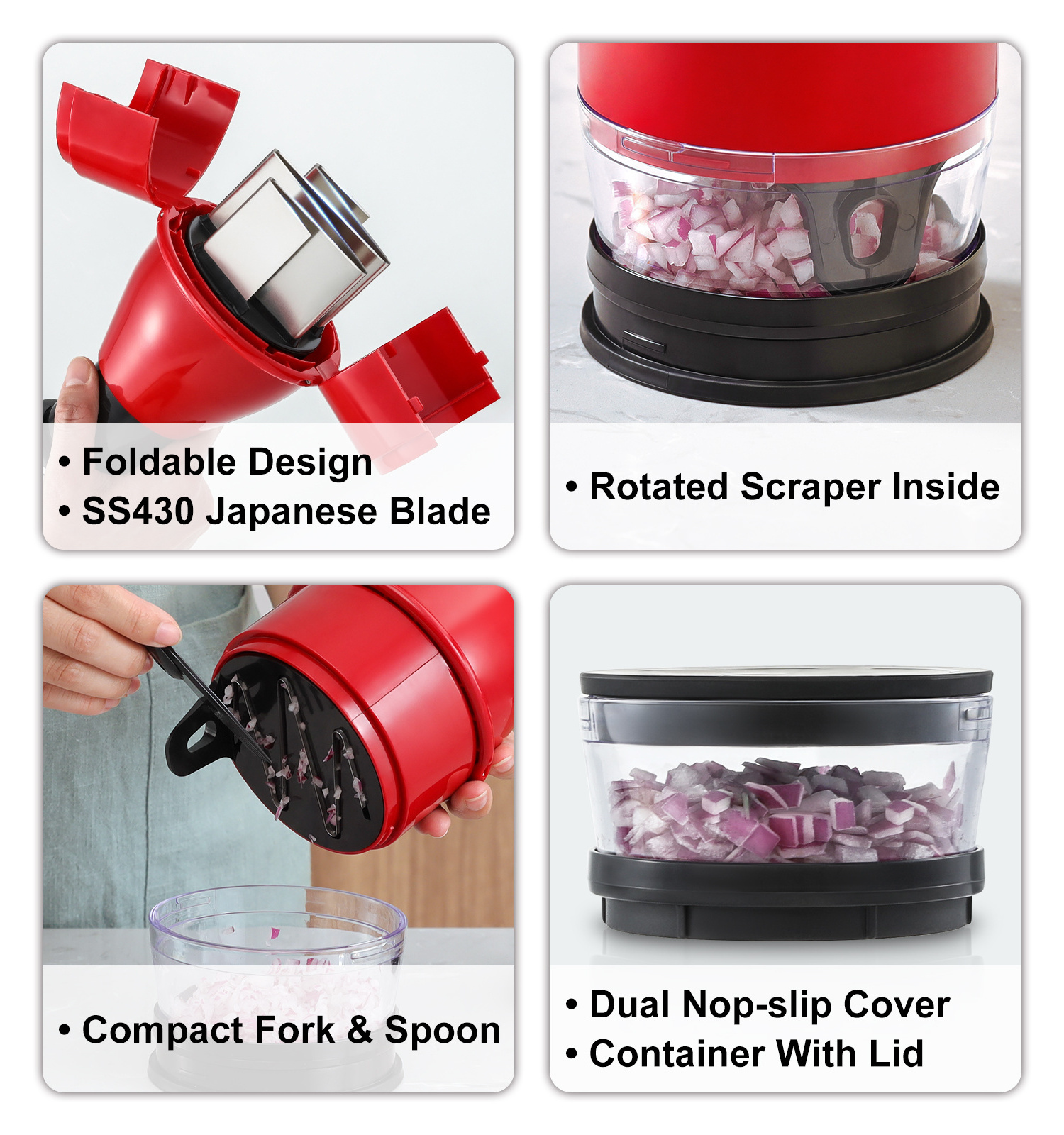 Food Chopper Onion Tomato Vegetable Cutter Manual Food & Veggie Chopper with Container Dishwasher Safe Food Chopper