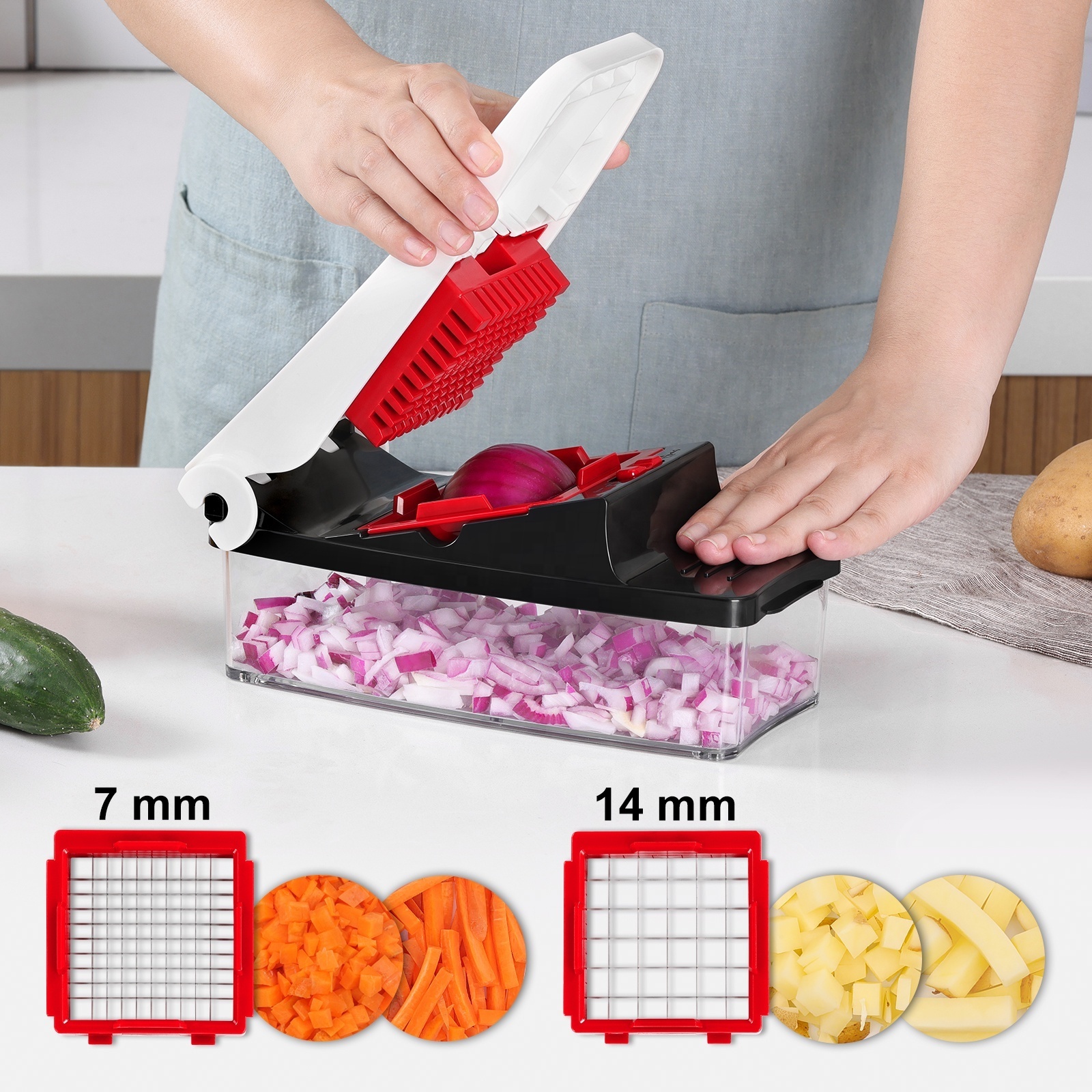 Kitchen Accessories Manual Vegetable & Fruit Chopper Apple Strawberry Dicer French Fries Dicer