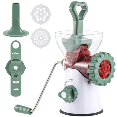 Kitchen Gadgets Food Processor Stainless Steel Mincers with 2 Sharp Blades Manual Meat Grinder Food Chopper Meat Grinder