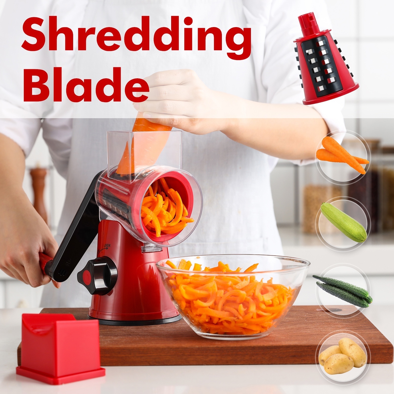 Multi functional rotary vegetable grater cutter stainless steel drum carrot grater machine cheese food grater