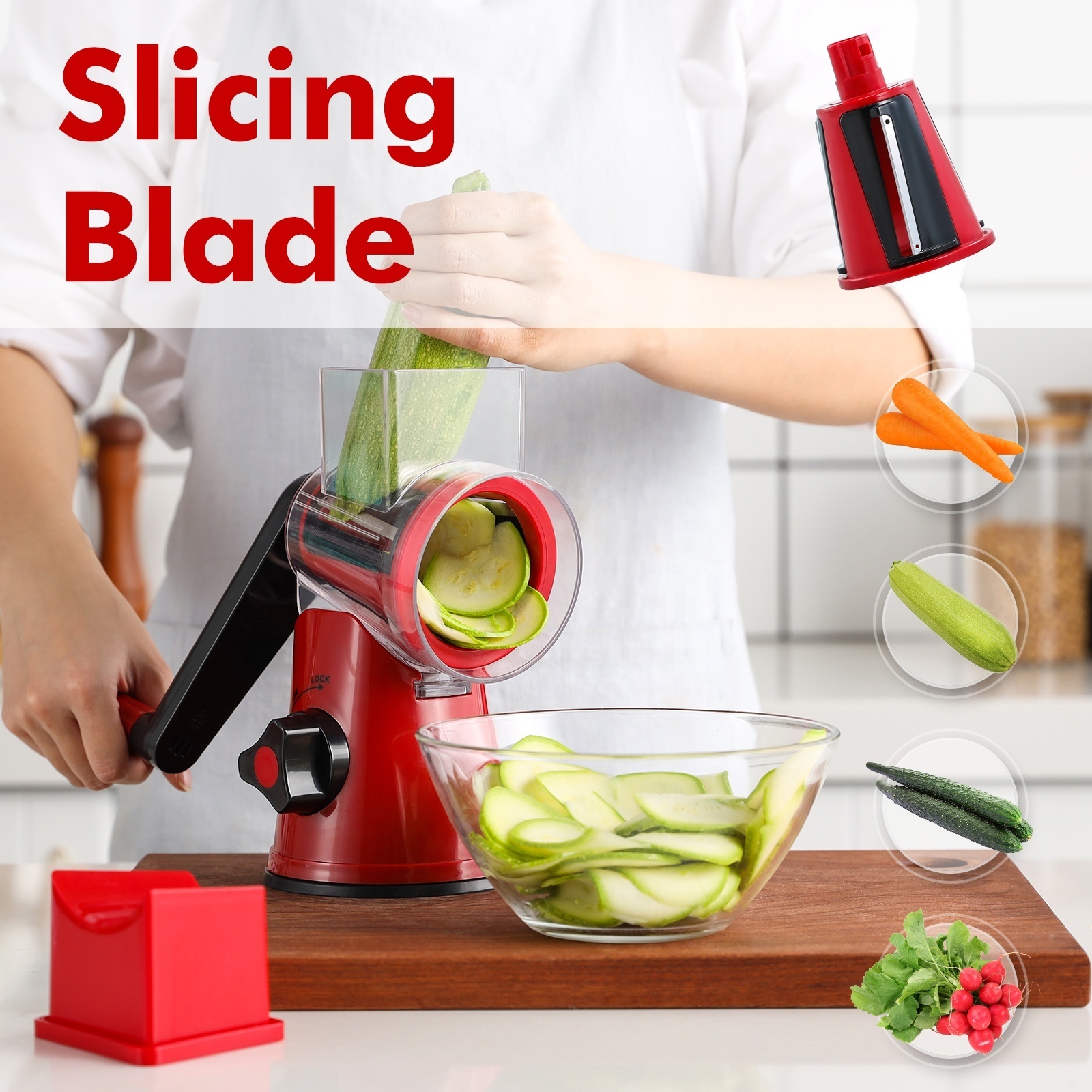 Multi functional rotary vegetable grater cutter stainless steel drum carrot grater machine cheese food grater