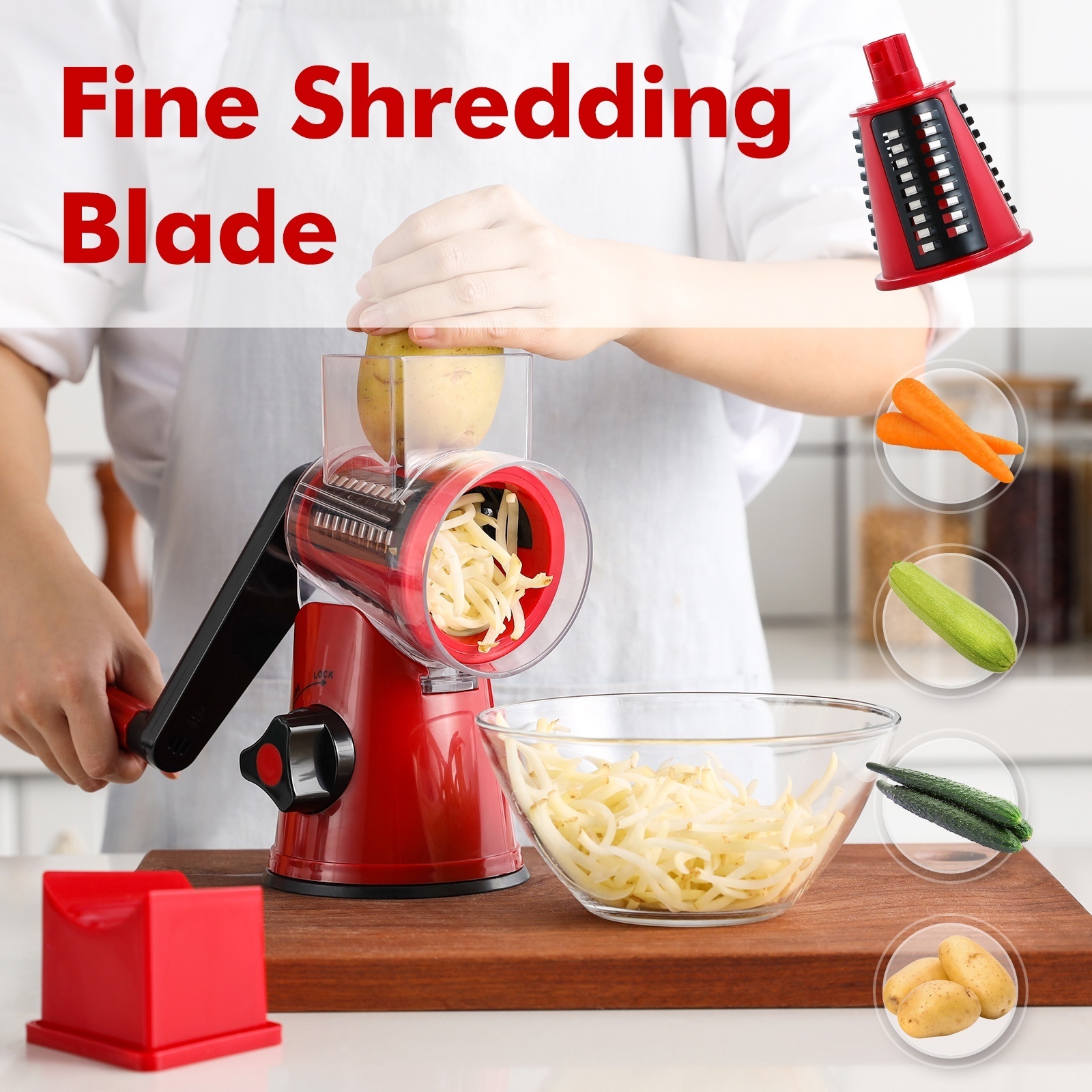 Multi functional rotary vegetable grater cutter stainless steel drum carrot grater machine cheese food grater