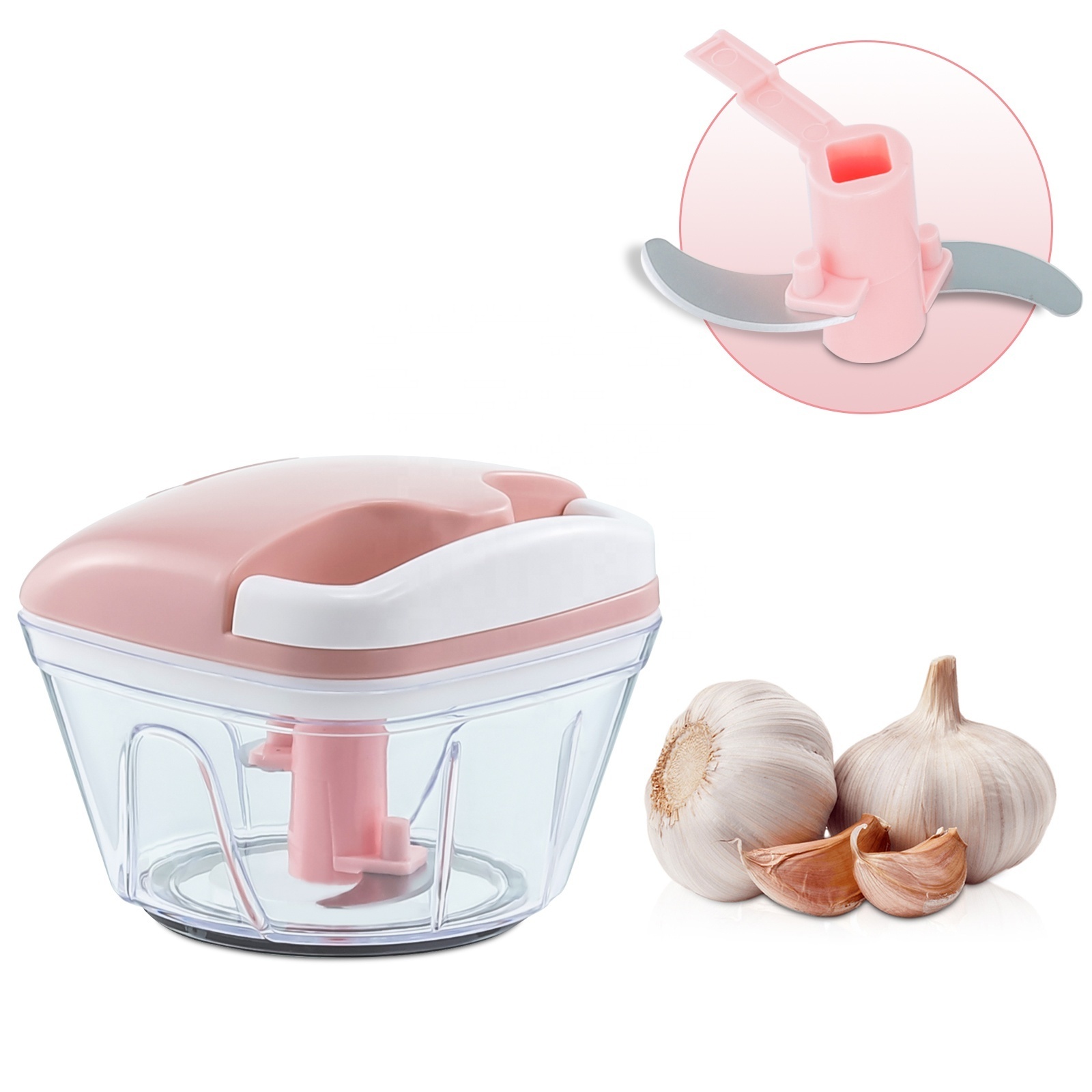 Kitchen Manual Food Rope Processor Stainless Steel Oinion Cutter Garlic Chopper Vegetable Chopper