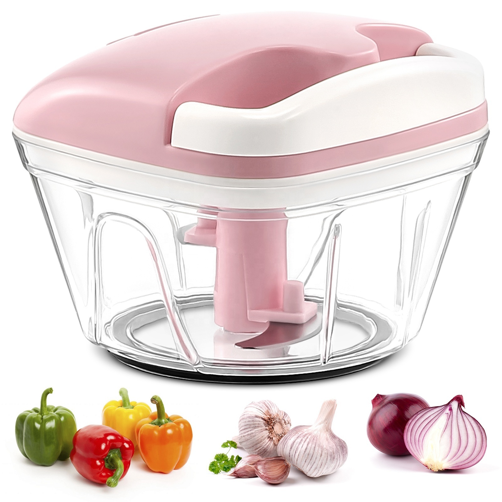 Kitchen Manual Food Rope Processor Stainless Steel Oinion Cutter Garlic Chopper Vegetable Chopper