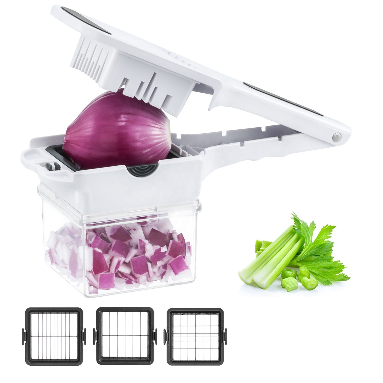 Kitchen Help  Vegetable Cutter Manual 3 In 1 Slicer Garlic Chopping Manual Chopper Vegetable Dicer