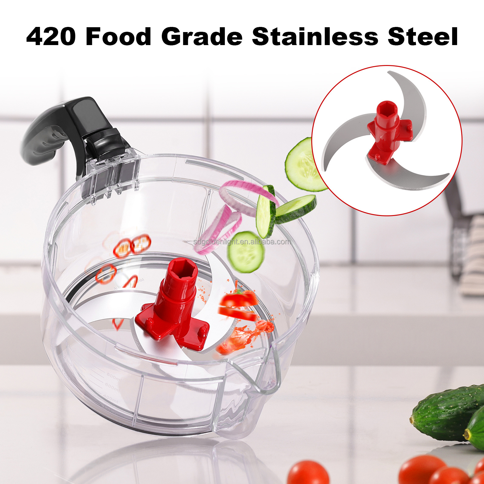 Kitchen gadget manual vegetable chopper pepper onion egg mixer manual food chopper hand crank garlic chopper