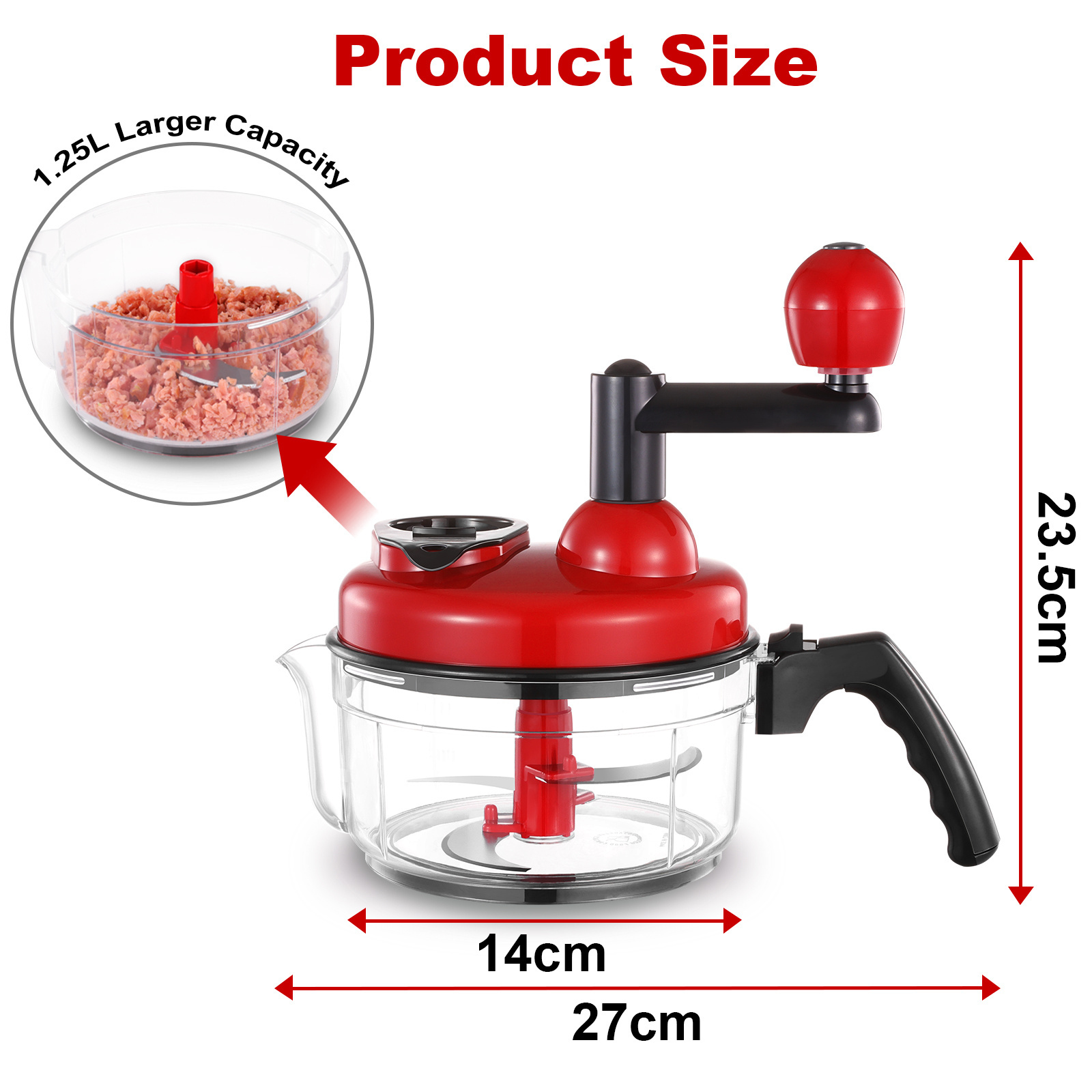 Fruit & Vegetable Tools 4 In 1 Kitchen Garlic Onion Chopper 1.25L Manual Food Vegetable Chopper