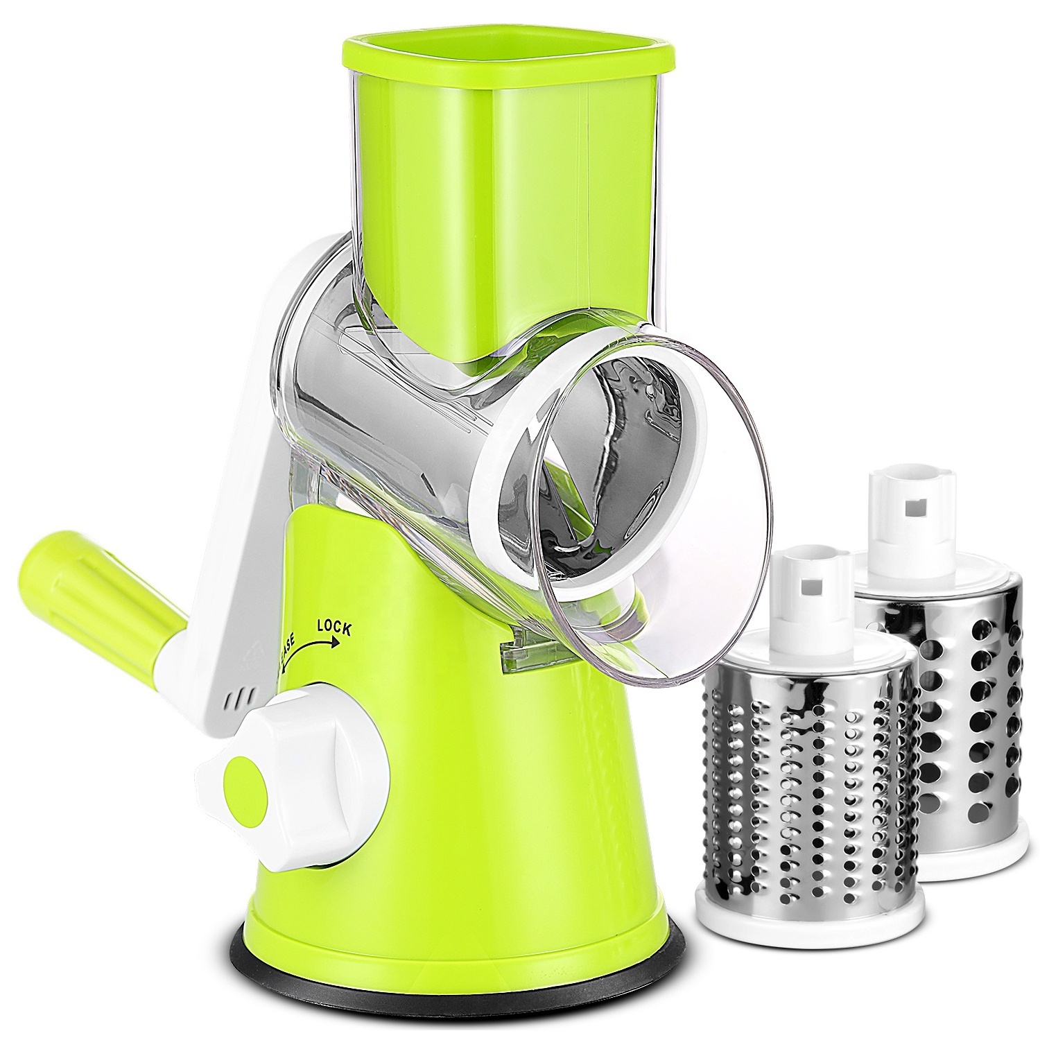 Multi purpose kitchen manual food vegetable grater slicer potato cheese grater with handle rotary tabletop drum grater