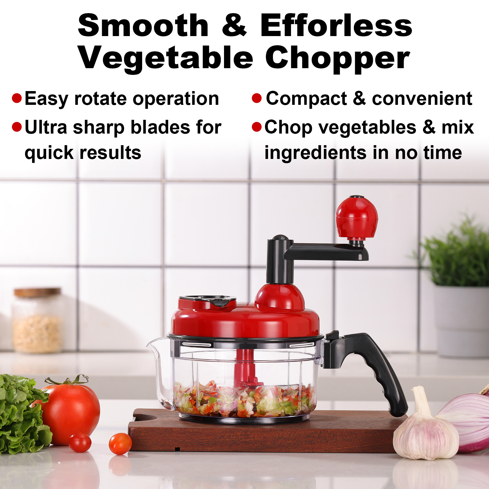 Household Items Vegetable Chopper Garlic Onion Hand Crank Manual Vegetable Chopper Cutter 3 In 1 Multi Chopper