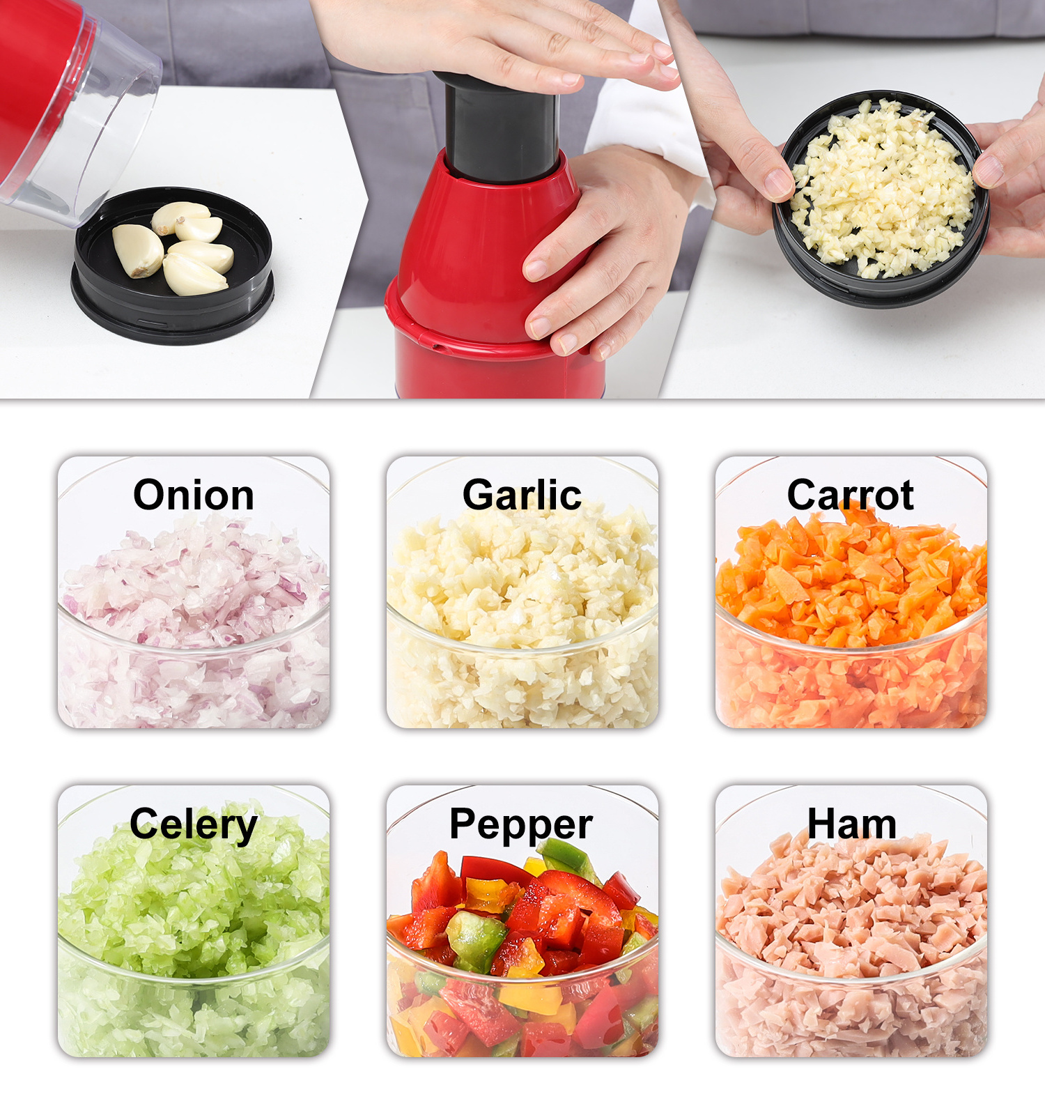 Food Chopper Onion Tomato Vegetable Cutter Manual Food & Veggie Chopper with Container Dishwasher Safe Food Chopper