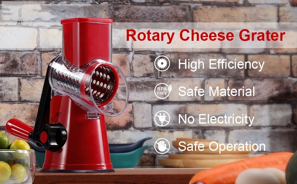 Multi purpose manual potato cheese grater with handle kitchen rotary drum grater food vegetable grater slicer