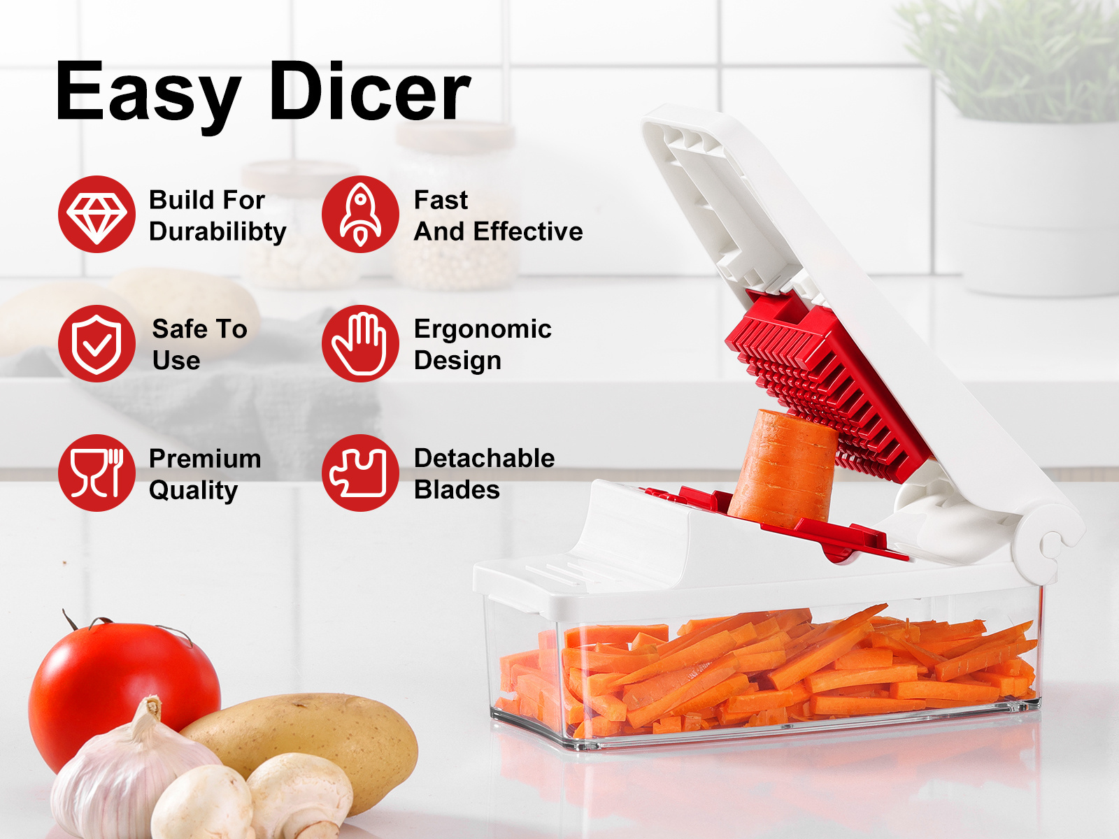 New Products Kitchen Gadgets Spiralizer Vegetable Potato Dicer Food Slicer Carrot Quick Chopper Rotary Cheese Grater