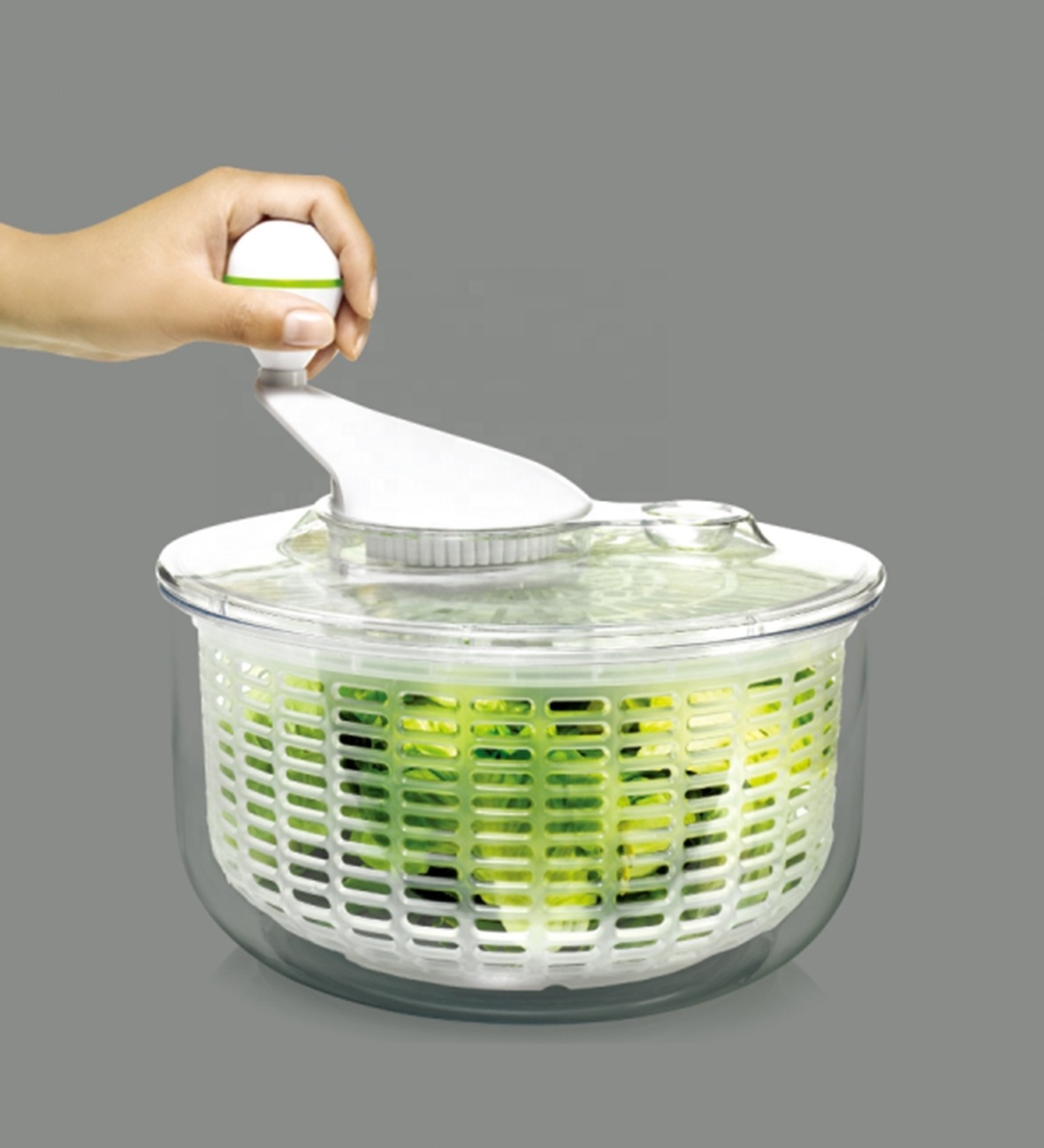 Kitchen & tabletop manual stainless vegetable washer fruits dryer water drainer  salad spinner