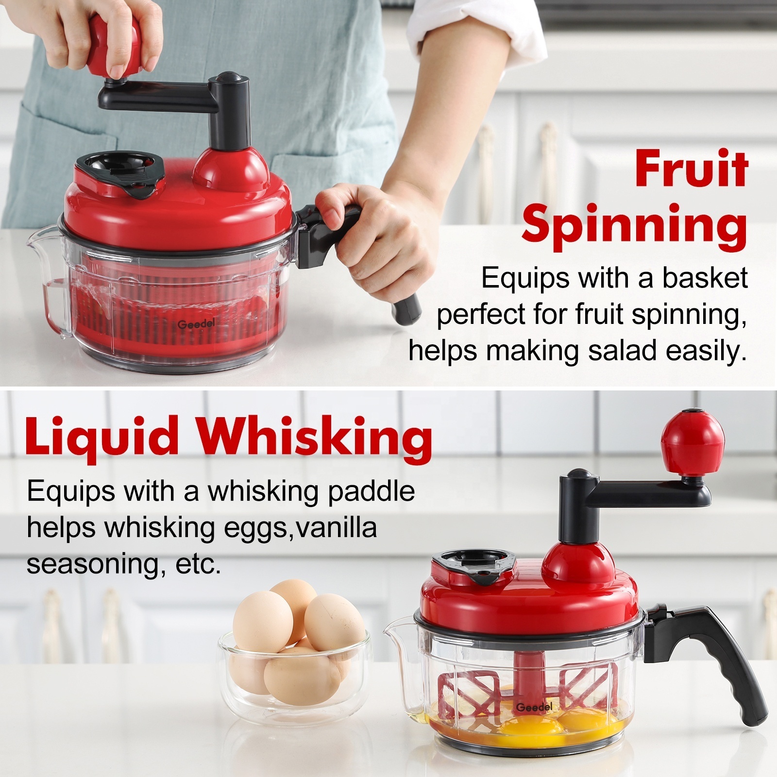 Kitchen gadget manual vegetable chopper pepper onion egg mixer manual food chopper hand crank garlic chopper