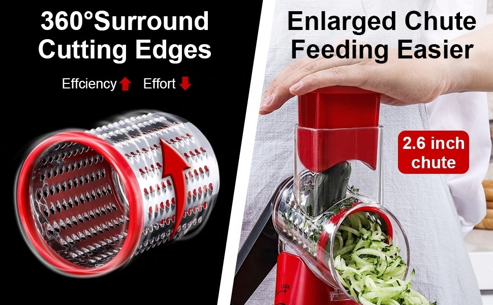 Multi 3 in 1 mandolin mini carrot grater	spiral carrot pepper cabbage grater with long rubber handle