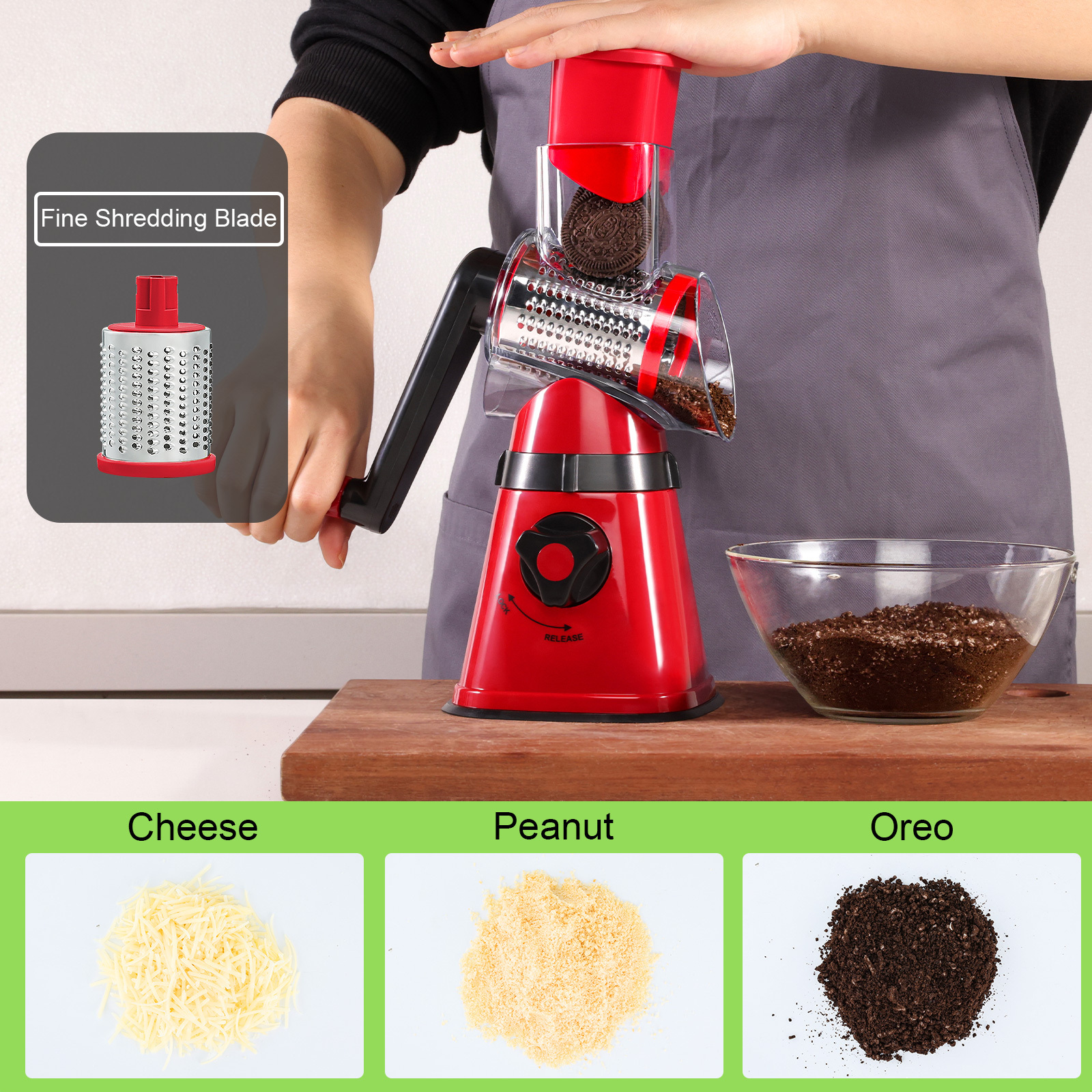 Kitchen manual multifunctional grater cheese grater slicer rotary slicer potato carrot slicer vegetable grater