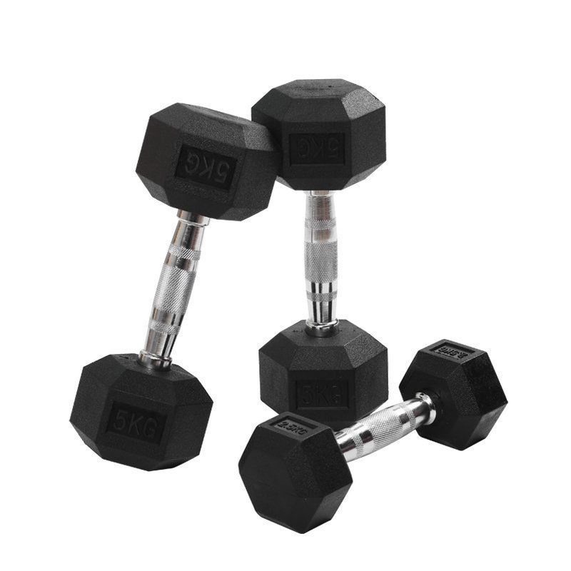 Dumbells Pound Heavy Power Training Equipment Rubber Encased Hex Dumbbell Men 2.5 5 8 10 25 50 70 75 100 Kg Lb 20lb 50kg Black