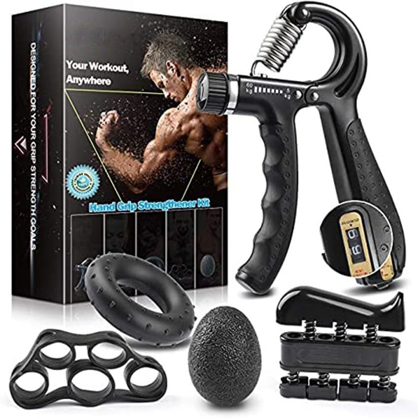 Hand Grip Strengthener Workout Kit With Resistance Hand Gripper Finger Exerciser Finger Stretcher Grip Ring & Ball.