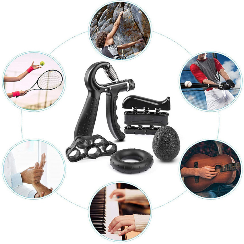 Hand Grip Strengthener Workout Kit With Resistance Hand Gripper Finger Exerciser Finger Stretcher Grip Ring & Ball.