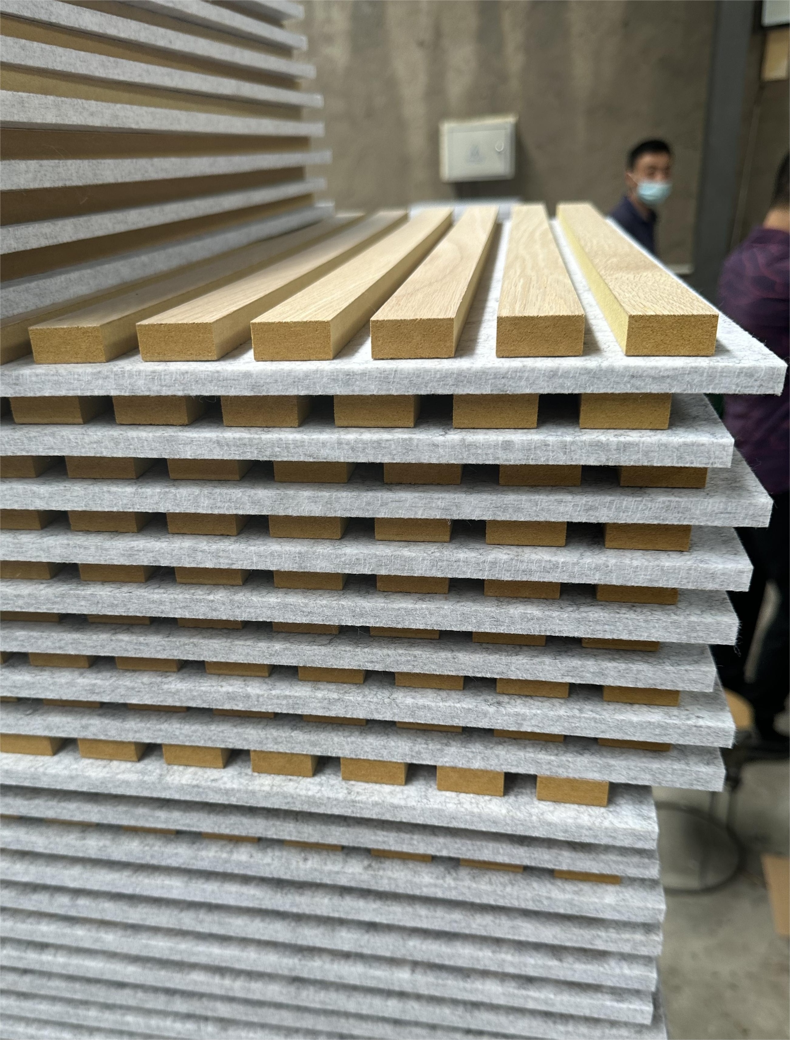 PET mdf wood slat  Acupanels Walnut Acustic Wall Panel Slat Acoustic Panel