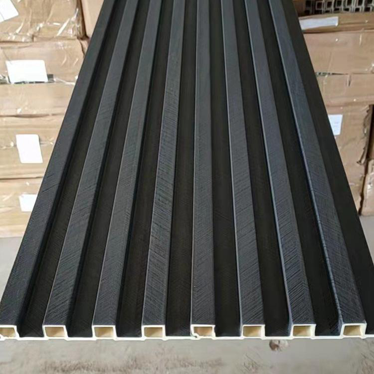 oem china wholesale wood composite wall cladding woodgrain grey black golden color 3d fluted wpc wall panel 2900mm modern louver