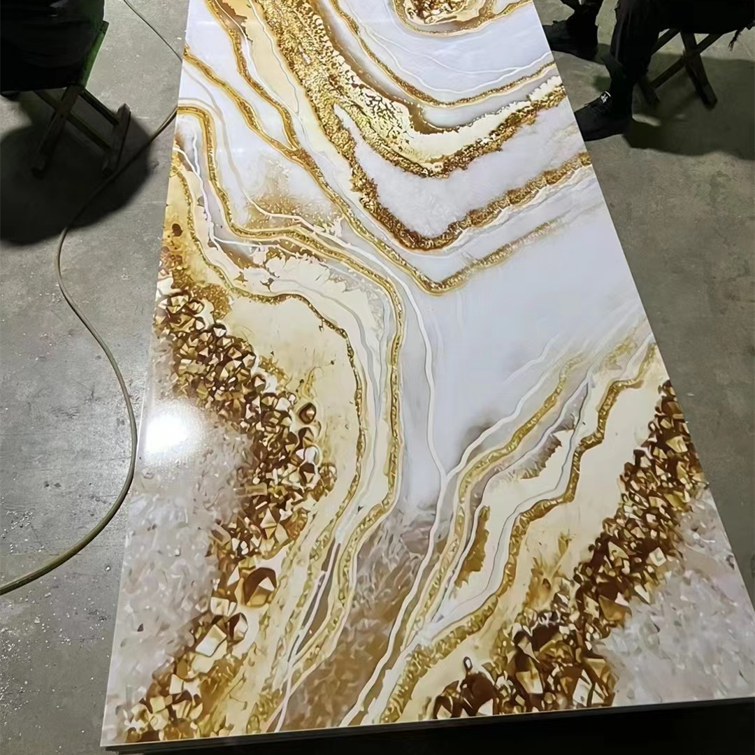 Laminas De 4X8 4Mm 2.5Mm Pvc Uv Marble Panel Sheets Flexible Pvc Marble Uv Board Sheet Arabic Styl