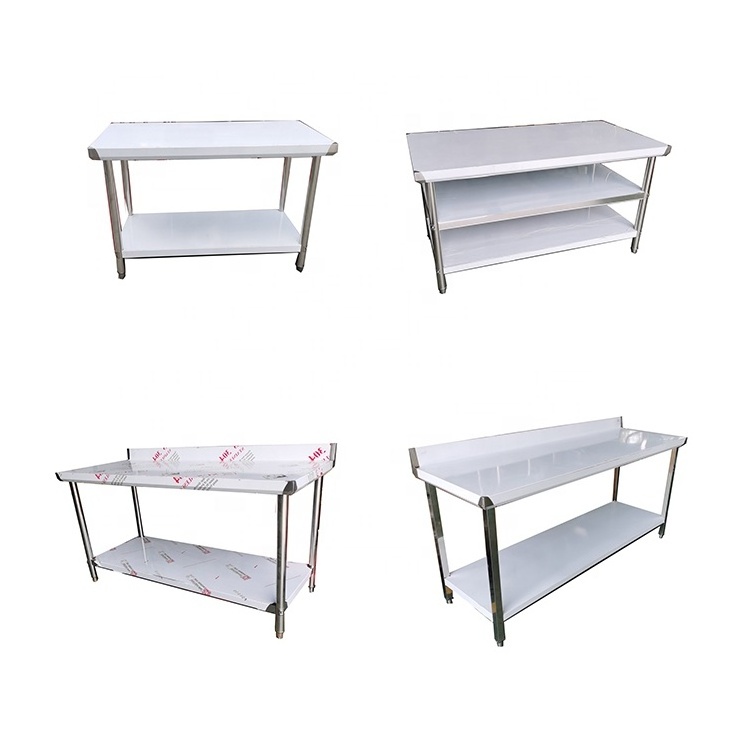 working table stainless steel bench SS work bench wheel caster kitchen equipment stainless steel work table with two tier