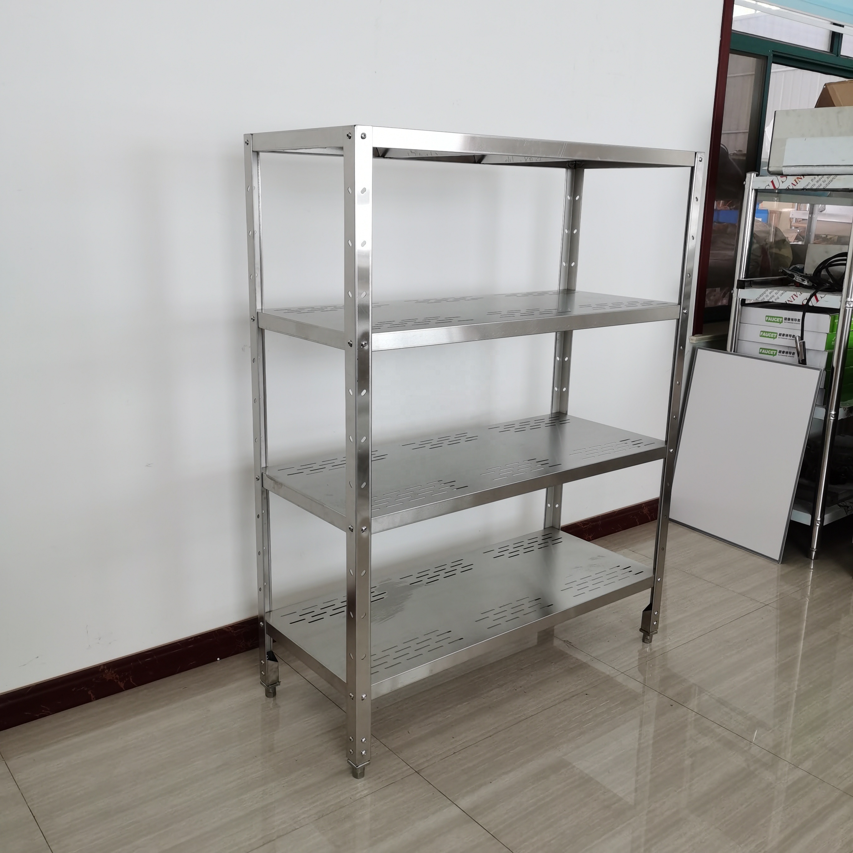 heavy duty Stainless Steel Work Table four layer adjustable shelf with strong support