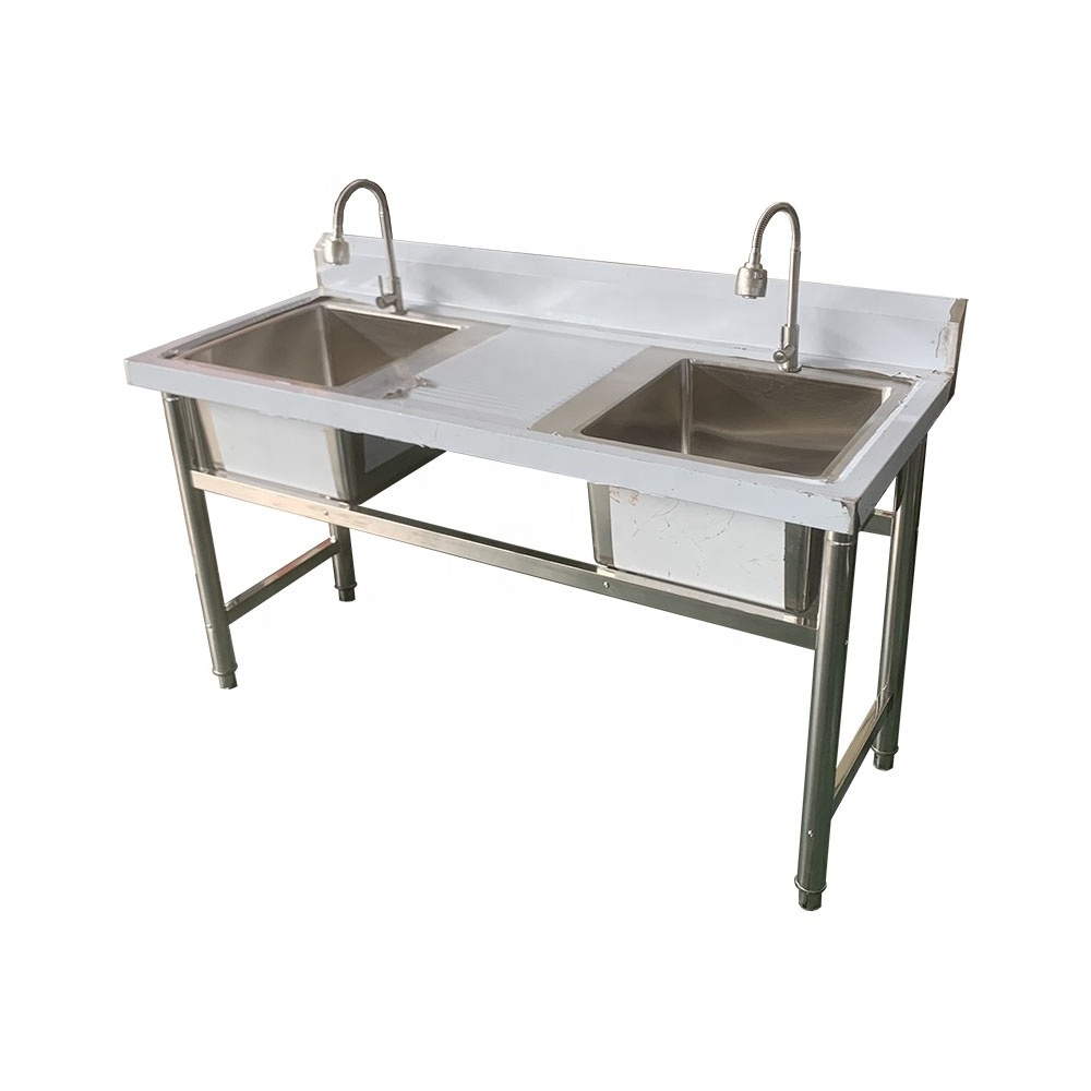 Stainless steel sink table commercial kitchen sink 304 stainless steel double bowl sink for washing