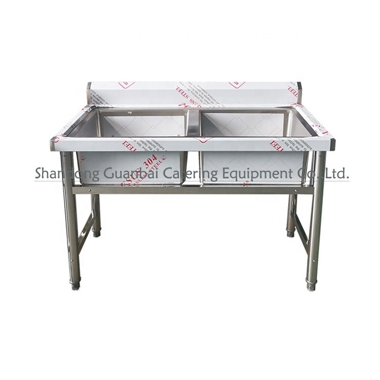 Stainless steel sink table commercial kitchen sink 304 stainless steel double bowl sink for washing