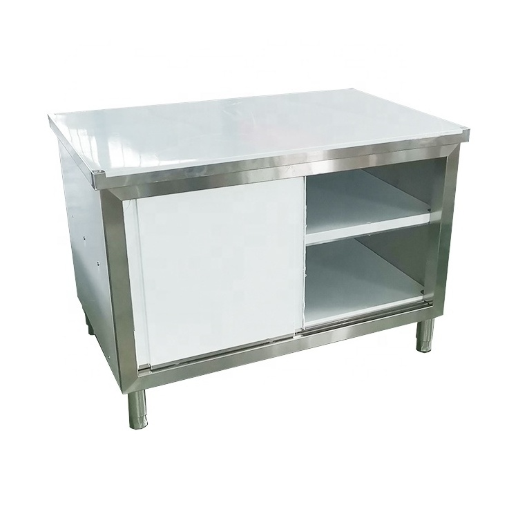 restaurant hotel used stainless steel work table buffet equipment stainless steel kitchen cabinet with sliding door cupboard