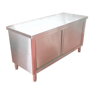 restaurant hotel used stainless steel work table buffet equipment stainless steel kitchen cabinet with sliding door cupboard