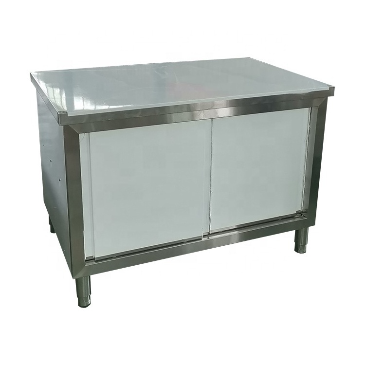 restaurant hotel used stainless steel work table buffet equipment stainless steel kitchen cabinet with sliding door cupboard